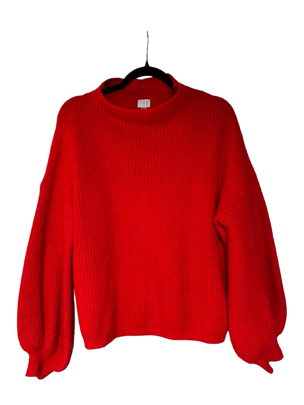 A New Day Target Orange/Red Chunky Knit Mock Neck Balloon Sleeve Sweater XXL